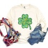 Simply Sage Market Women's Four Leaf Clover Watercolor Long Sleeve Garment Dyed Tee - 3 of 4