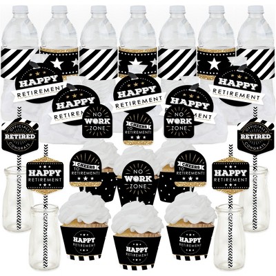 Big Dot of Happiness Happy Retirement - Retirement Party Favors and Cupcake Kit - Fabulous Favor Party Pack - 100 Pieces