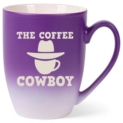 100 North Western Hat 10 Ounce Purple and White Two Toned Ombre, Comfortably Fits Your Hands, Ceramic Tea Coffee Cup Mug, The Coffee Cowboy