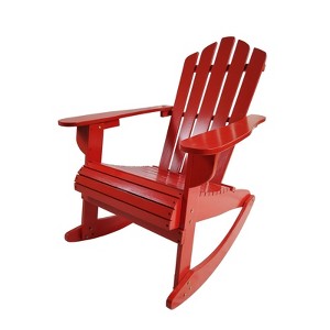 VisioGear Patio Rocking Adirondack Chair, Patio Rocking Chair with Sloping Seat, Patio Lawn Chair for Outside Garden, Red, 28.35“*37.6"*38.6" - 1 of 4