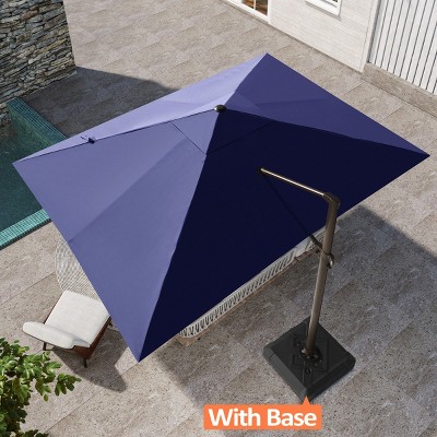 Pellebant 10'x 12.5' Patio cantilever Umbrella Heavy Duty Base Set High-strength Aluminum Pole with 360Rotation 5 Heights Adjustable
