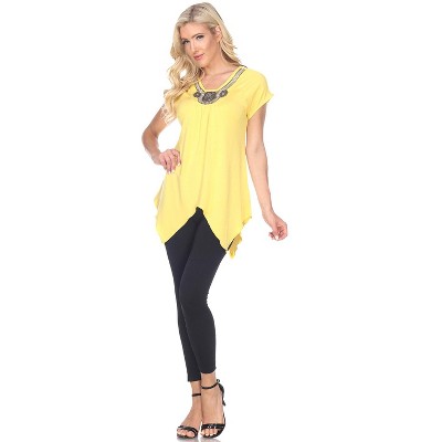 Women's Embellished V-Neck Fenella Top Tunic - White Mark