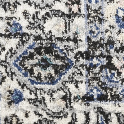 Black Ivory Floral Synthetic 8' x 10' Non-slip Rug