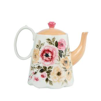 Transpac Ceramic 8.75" Multicolored Cottage Floral Tea Pot