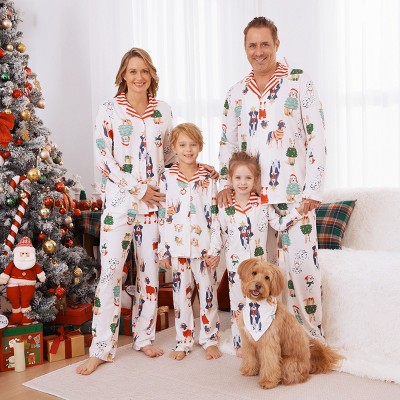PATPAT Family Christmas Pajamas Matching Sets, Button-Down Pjs Includes Buffalo Plaid Socks Cozy Pajamas for Family