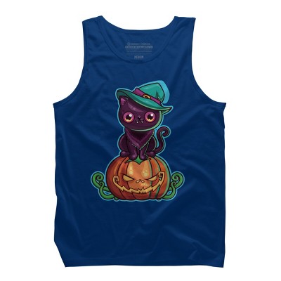 Men's Design By Humans Ferociously Cute Halloween Vampire Witch Kitty Cat By LittleBunnySunshine Tank Top