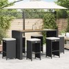 vidaXL Patio Bar Stools with Cushions 6 pcs - Black Poly Rattan, Steel Frame, 15.7"x15.7"x29.9", UV-Resistant, Outdoor/Garden/Deck Seating - 2 of 4
