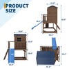 Outdoor Wooden Playhouse with Climbing Wall, 2 Story Wooden Playhouse with Step Ladder, Elevated Modern Cedar Playhouses Kids - 3 of 4