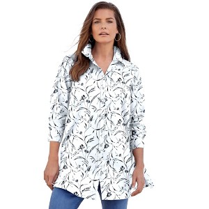 Roaman's Women's Plus Size Kate Tunic Shirt - 1 of 4