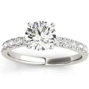 Pompeii3 1 Ct Diamond Round Cut Engagement Ring Single Row 10k White Gold