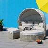 Outdoor Round Daybed with Retractable Canopy, Adjustable Table, PE Rattan Wicker Sectional Sofa with Cushions & Pillows, Patio Lounge Set-Light Coffee - 4 of 4