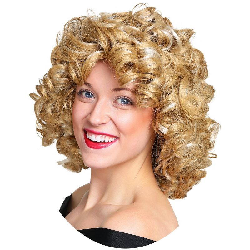HalloweenCostumes.com One Size Fits Most Women Grease Women's Bad Sandy Wig, Yellow, 1 of 4