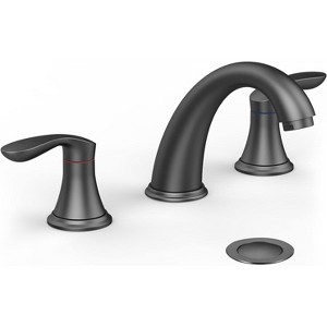 Coucheta 8" Widespread Bathroom Faucets - 3-Hole Design with Pop-Up Drain & cUPC Hoses in Multiple Finishes, Single & 2-Pack Options - 1 of 4