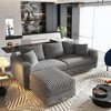 82.7'' Plush Corduroy L-Shaped Sectional Sofas with 1 Movable Ottoman, Deep Seat and Convertible Lounge Chair - 2 of 4