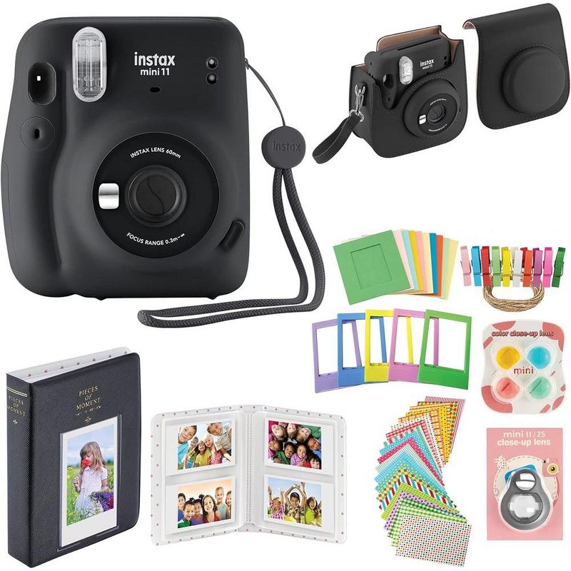 Fujifilm Instax Mini 11 Instant Camera with Case Album and More Accessory Kit Charcoal Grey, 1 of 8