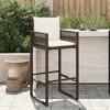 vidaXL Brown Patio Bar Stools with Cushions - 2 Pcs, PE Rattan, Powder-Coated Steel, 31.5" Seat Height, Removable Covers - 2 of 4