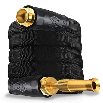 50ft Black Polyester Garden Hose with Brass Fittings