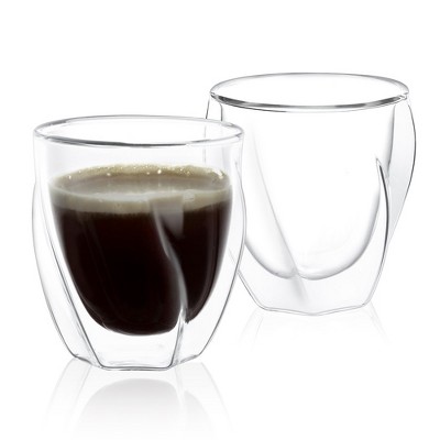 JoyJolt Lacey Double Wall Glasses  - Set of 2 Thermo Insulated Tumblers - 8.5 ounces