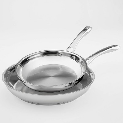 Cuisinart Classic 10 & 12 Stainless Steel 2pk Skillet Set Silver