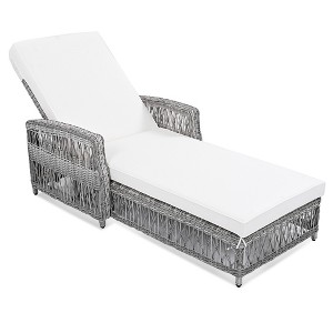 FURNIinspire Patio Accent Chairs, Outdoor Patio Set, All-Weather Wicker Chairs with Cushions for Garden Balcony Poolside, White, 61.02"*25.6"*37.4" - 1 of 4