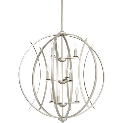 Possini Euro Design Brushed Nickel Large Orb Pendant Chandelier 32 3/4" Wide Modern 9-Light Fixture for Dining Room House Foyer