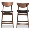 24" Latina Mid - Century Modern Faux Leather Upholstered Wood Finishing Counter Height Barstool Black - Baxton Studio - 3 of 4