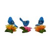 Transpac Resin Blue Birdie On Flower Set of 3 Spring Home Decorations - 3 of 3