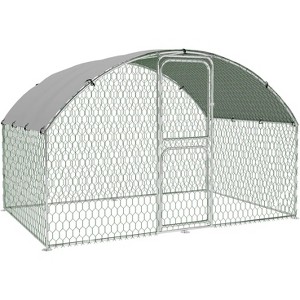 Large Metal Chicken Coop, Dome Shape Chicken Coop with Double Door, Chicken Run with Waterproof and Anti-UV Cover, for Outdoor Farm Yard - 1 of 4
