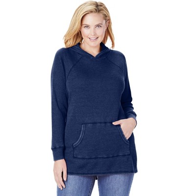 Woman Within Plus Size Waffle-Thermal Hoodie