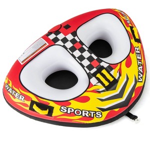 Costway Towable Tube for Boating 1 or 2 Person Inflatable Boat Tube for Youth & Adult Red - 1 of 4