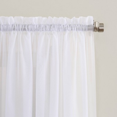 Emily Sheer White Polyester Rod Pocket Curtain Panel