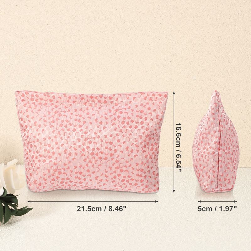 Unique Bargains Travel Floral Zipper-Closure Canvas Makeup Bag Pink Red 1 Pc, 4 of 8