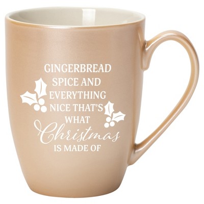 Elanze Designs Gingerbread Spice And Everything Nice That's What Christmas Is Made Of Pearlescent Sand 10 ounce New Bone China Coffee Cup Mug