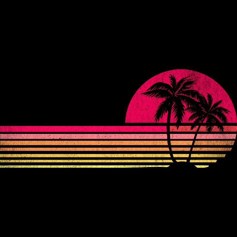 Junior's Design By Humans Retro Palm Tree Sun Rise By TheEightTees T-Shirt, 2 of 4