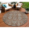 Brown Gray And Charcoal Oriental Washable Indoor Outdoor Area Rug - 2 of 4
