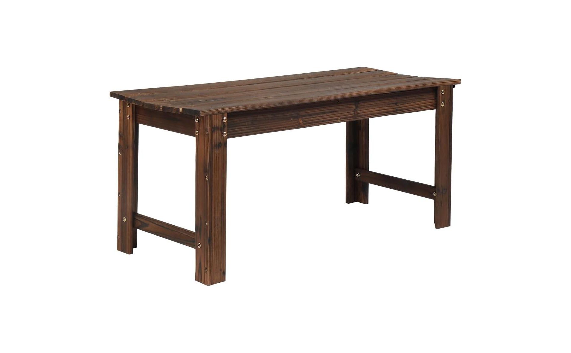 VINGLI Outdoor Wood Bench, 2-Person Outdoor Backless Porch Bench, Weather Resistant Patio Wooden Bench for Garden Entryway Yard (Carbonized, 40in)