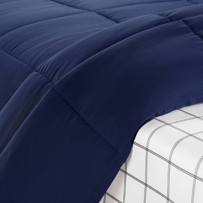 King Navy and Gray Microfiber Reversible Bed in a Bag Set