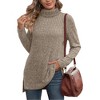 Womens Tunic Tops Turtleneck Long Sleeve Shirts Oversized Fall Sweaters Side Split High Low Hemline - 2 of 4