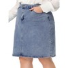 Agnes Orinda Women's Plus Size Two Piece Sets Retro Button-Up Jean Denim Vests and Elastic Waist Pencil Jeans Skirts - 2 of 4
