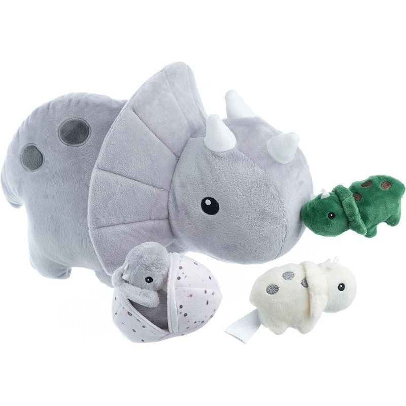 PixieCrush Mommy Dinosaur with 3 Baby Dinos in her Tummy Stuffed Animals - Age 3-8, 1 of 6