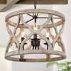 LNC Quaint 3-Light 15.5" Farmhouse Lantern Small Chandelier, Antique Bronze and Distressed White Wood - 2 of 4