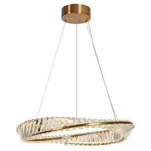LNC Sculpin 1-Lights 23.6" Luxury and Glam Mobius Loop Integrated LED Crytal Chandelier, Gold - 1 of 4