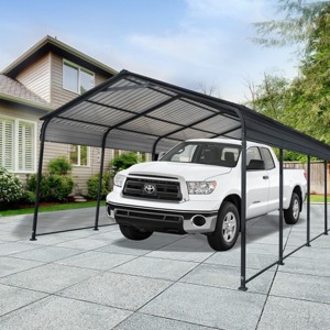 12X20 FT Heavy Duty Metal Steel Carport Garage,All Weather 12x20 FT Hard Roof Garden Gazebo,Outdoor Metal Car Shelter for Car,Truck-Coolbibila - 1 of 4