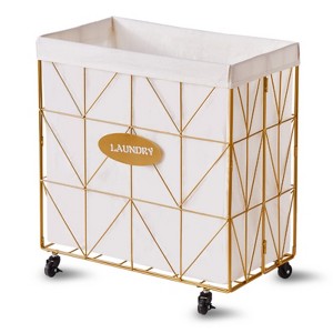 SEVOBAL Laundry Bags and Baskets Laundry Baskets Collapsible Laundry Basket with Wheels Lined Storage Basket Storage, White, 22.8"*12.8"*24.8" - 1 of 4