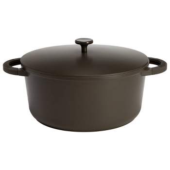 Goodful 4.5qt Cast Aluminum, Ceramic Dutch Oven with Lid, Side Handles and Silicone Grip Charcoal