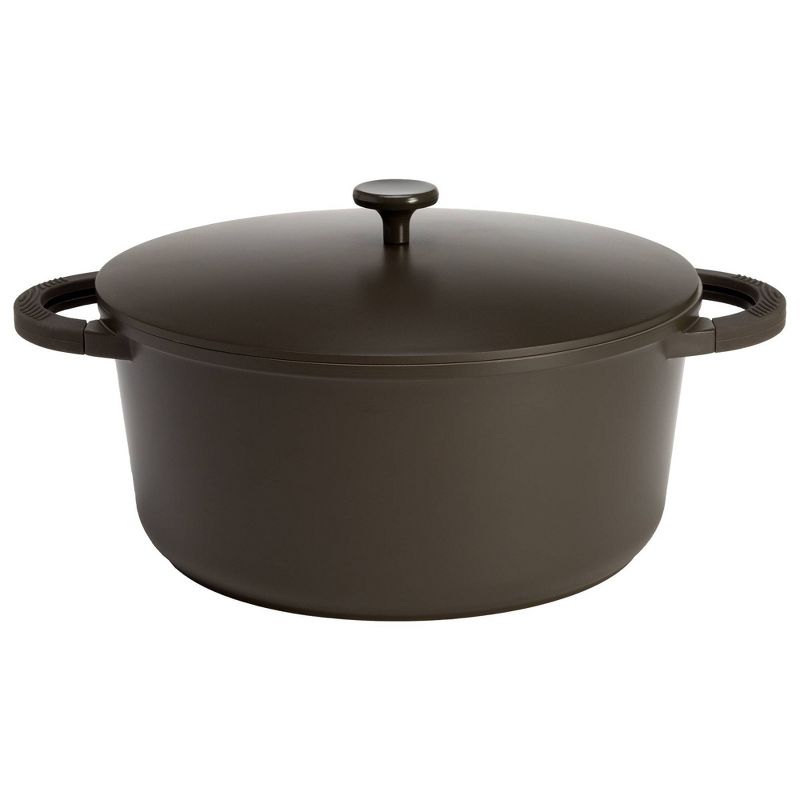 Goodful 7qt Cast Aluminum, Ceramic Stock Pot with Lid, Side Handles and Silicone Grip, 1 of 11