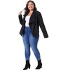 Agnes Orinda Women's Plus Size Faux Suede Lapel Long Sleeve with Pocket Open Front Cardigans - 3 of 4