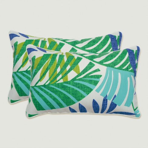 Handmade Brightly Colored Turquoise Tropical Floral Lumbar Throw Pillow