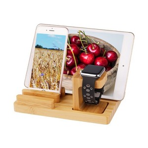 Trexonic Bamboo Apple Watch and Iphone Charging Stand - 1 of 4