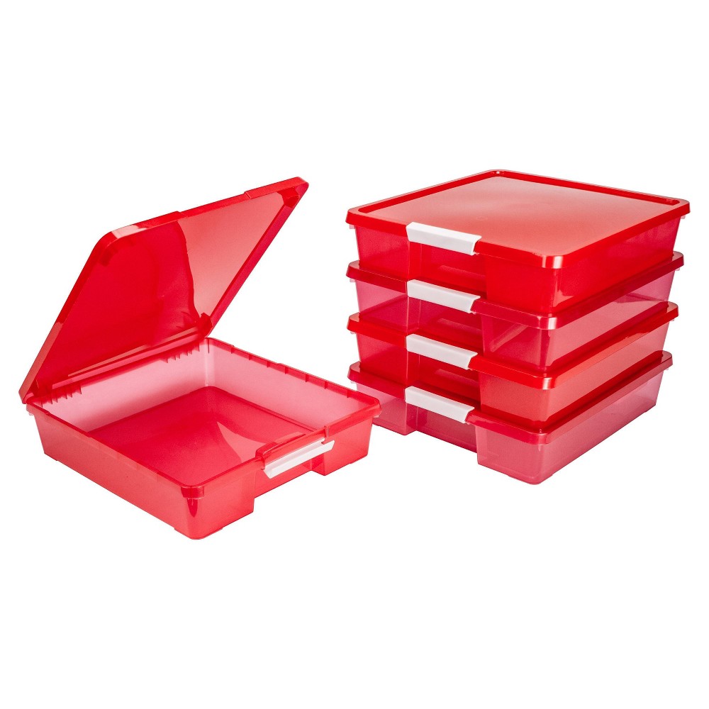 Storex 5pk Classroom Project Box For 12" Square Paper Red